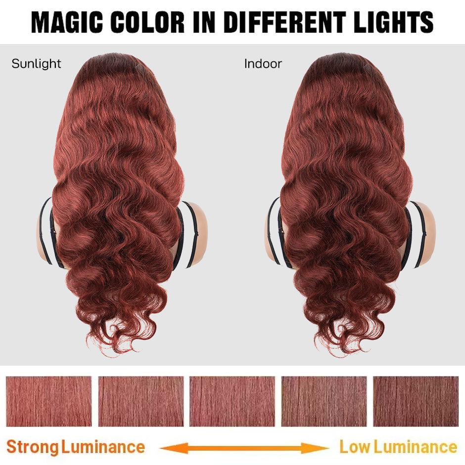 [CLEARANCE SALE] FORGIRLFOREVER #33 Reddish Brown Wig 6x4 Wear Go Body Wave Wig 180% Density Glueless Wig Pre-Cut Human Hair Wigs With Baby Hair