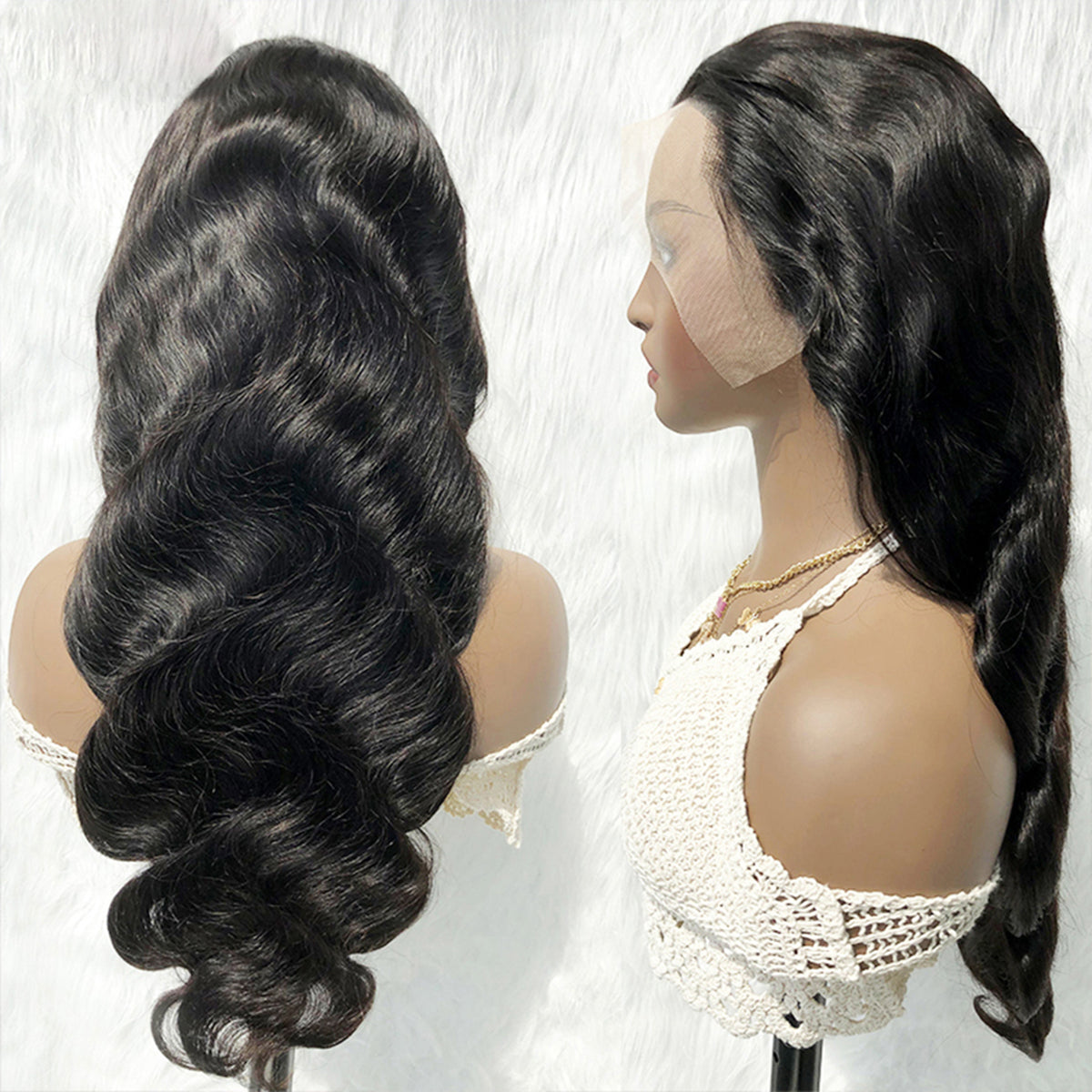13x4 Body Wave Lace Frontal Wig Perruques de cheveux humains pré-plumés avec des cheveux de bébé