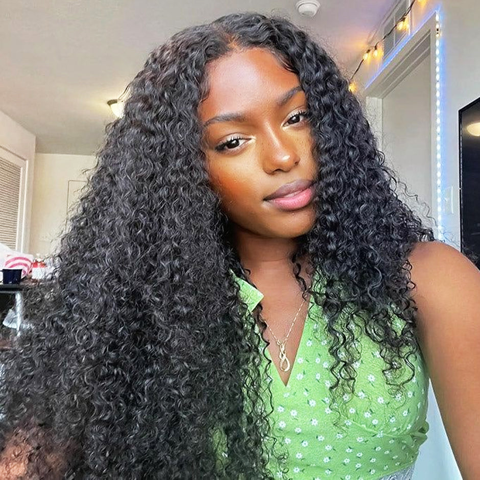 FORGIRLFOREVER 9X6 Kinky Curly Wear Go Glueless Wig 5 Seconds Quick Install Pre-Cut Human Hair Wig Beginner Friendly