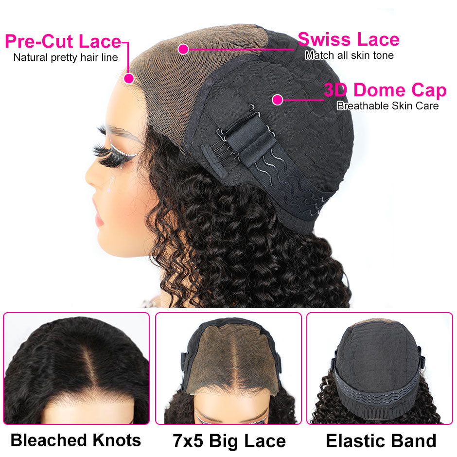 FORGIRLFOREVER 7x5 Pre-Cut Wear Go Glueless Wig Pre-plucked Straight Wig Beginner Friendly No Siklls Need