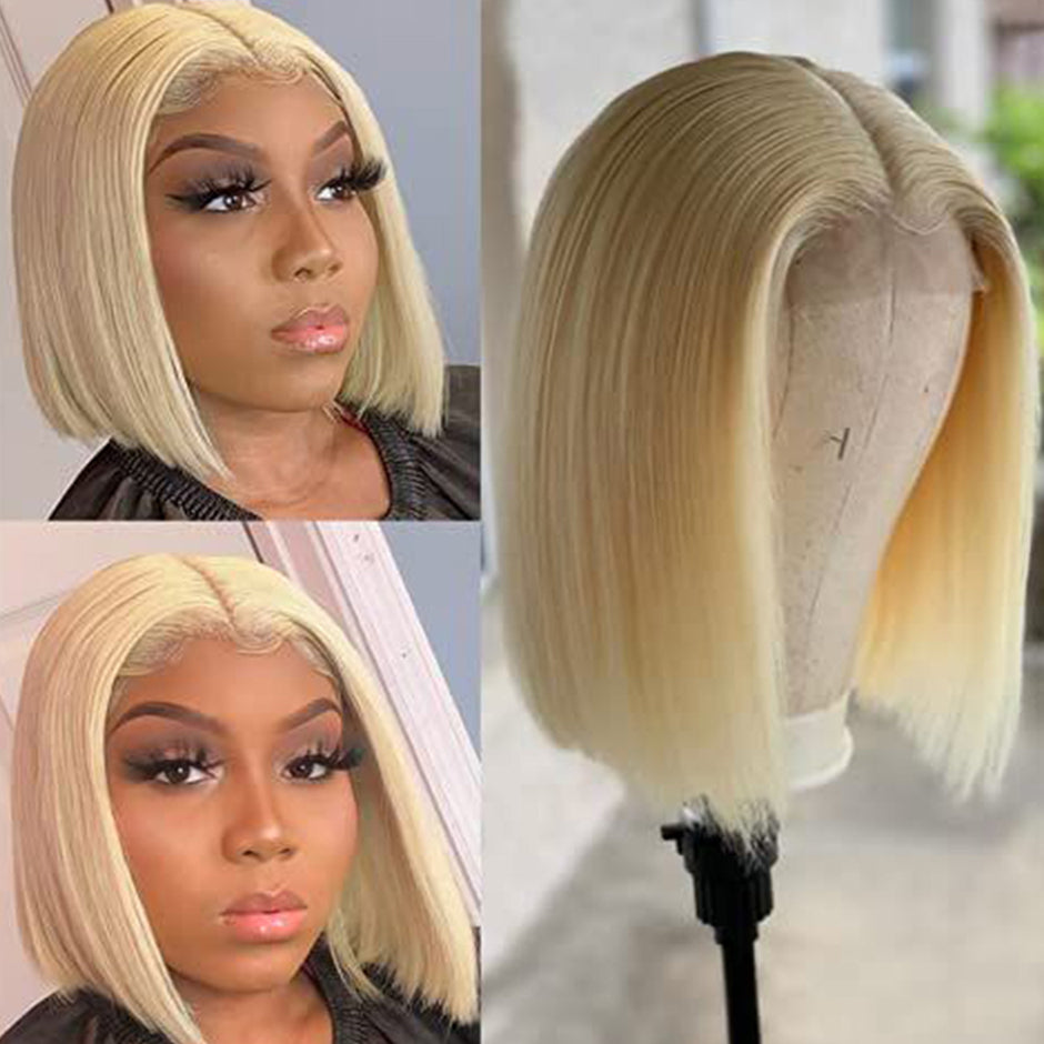 FORGIRLFOREVER  613 Blonde Straight Bob Wig 4x4 13x4 HD Lace Front Human Hair Wigs For Women