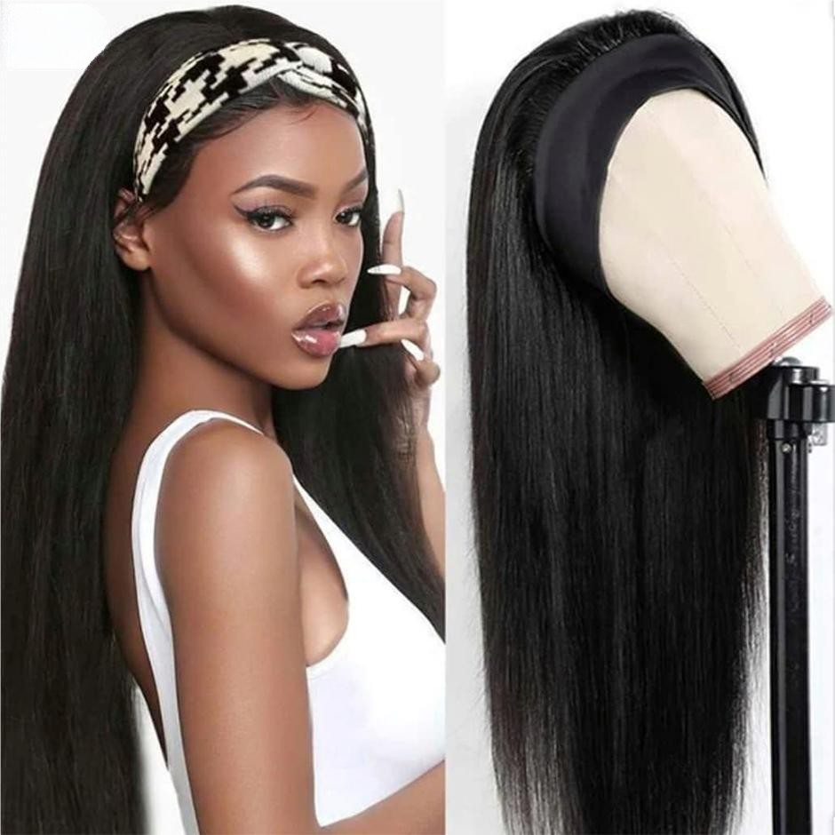 【Clearance Sale】FORGIRLFOREVER Headband Wig 100% Straight Human Hair Wig No Lace Glueless Wig For Women Quick Install Wear Go Wig