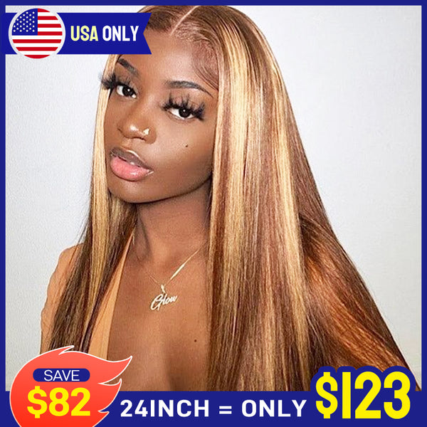 FORGIRLFOREVER 4/27 Straight Highlight Wig 7x5 Pre-Cut Wear Go Glueless Wig Beginner Friendly