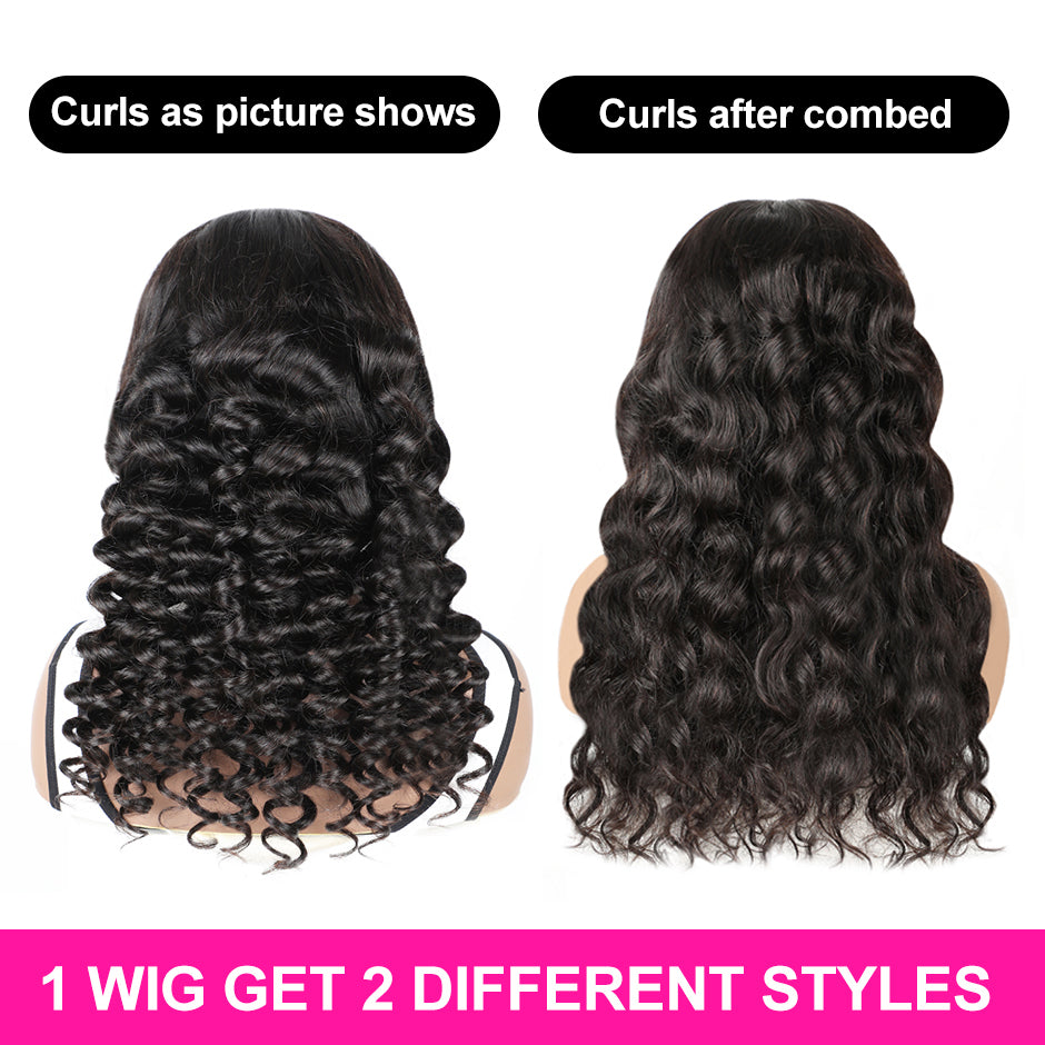 FORGIRLFOREVER Wand Curls Glueless Wig 6x4 Pre-Cut Wear Go Wig Pre-plucked Human Hair Wigs
