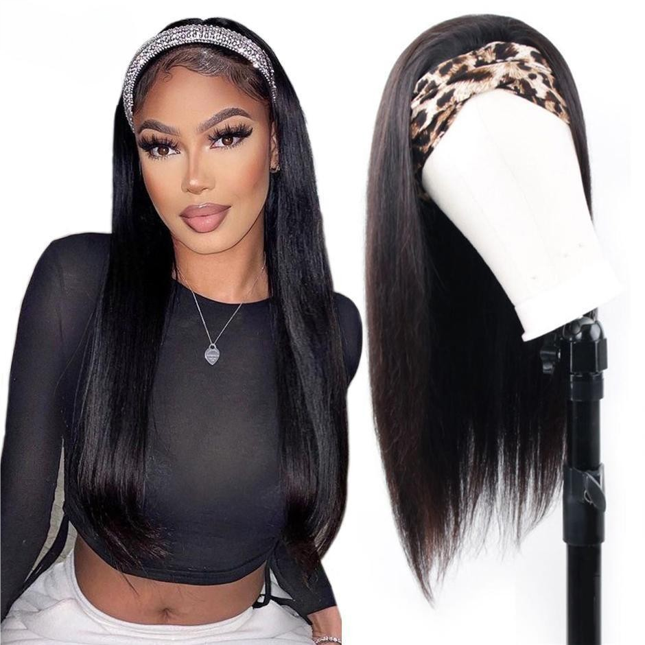 【Clearance Sale】FORGIRLFOREVER Headband Wig 100% Straight Human Hair Wig No Lace Glueless Wig For Women Quick Install Wear Go Wig