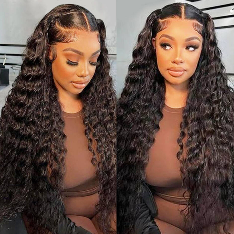 FORGIRLFOREVER Bleached Knots 13x6 Water Wave Lace Frontal Wig With Baby Hair Preplucked Nature Wave Human Hair Wigs