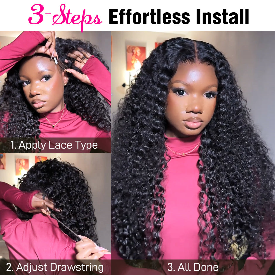 FORGIRL FOREVER 13x6 Wear Go Glueless Wig With Drawstring Quick Easy Install Ear To Ear Water Wave Bleached Knots Pre-Cut Lace Frontal Human Hair Wig Beginner Friendly