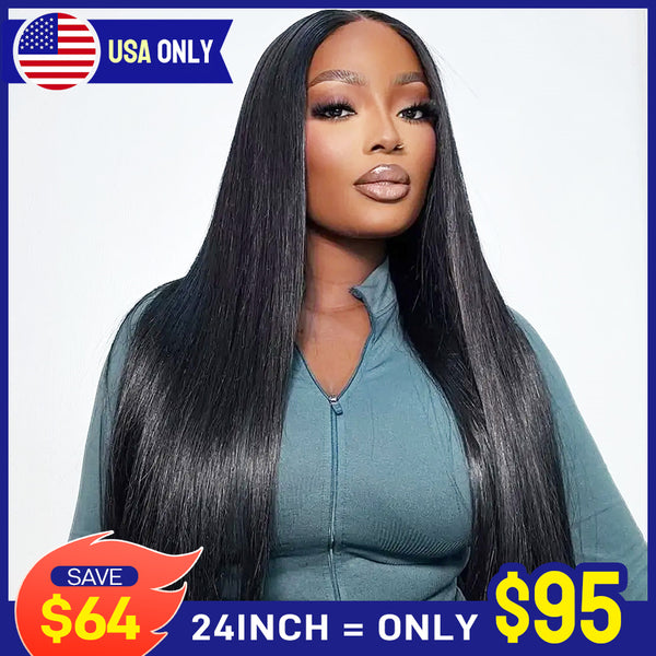 FORGIRLFOREVER Straight Human Hair Wigs Bleached Knots 13x6 Straight Lace Frontal Wig For Women Natural Color