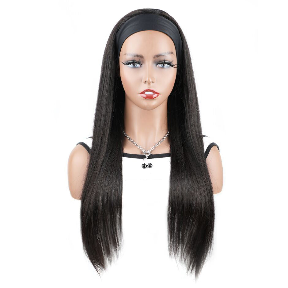 【Clearance Sale】FORGIRLFOREVER Headband Wig 100% Straight Human Hair Wig No Lace Glueless Wig For Women Quick Install Wear Go Wig