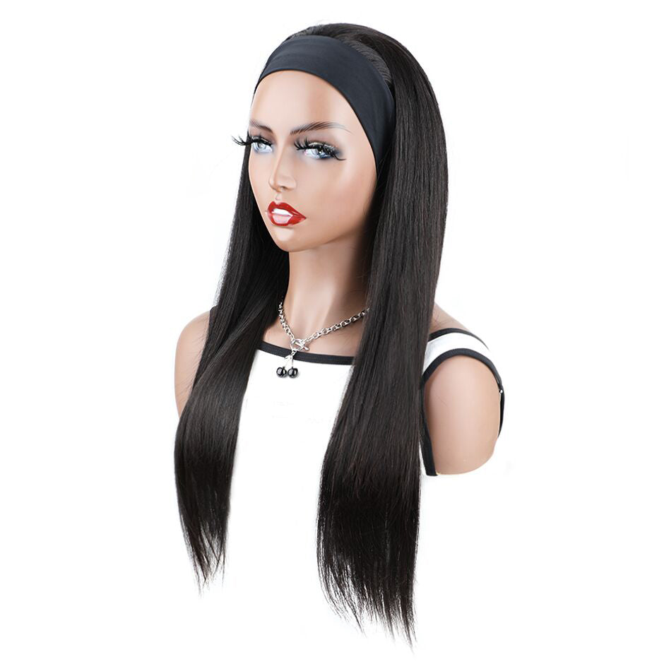 【Clearance Sale】FORGIRLFOREVER Headband Wig 100% Straight Human Hair Wig No Lace Glueless Wig For Women Quick Install Wear Go Wig