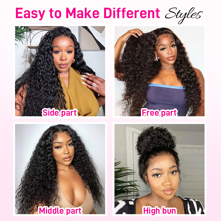 FORGIRL FOREVER 13x6 Wear Go Glueless Wig With Drawstring Quick Easy Install Ear To Ear Water Wave Bleached Knots Pre-Cut Lace Frontal Human Hair Wig Beginner Friendly