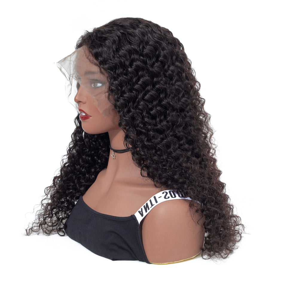 Perruque frontale à vague profonde 13x6 perruque frontale en dentelle bouclée profonde perruques de cheveux humains de couleur naturelle