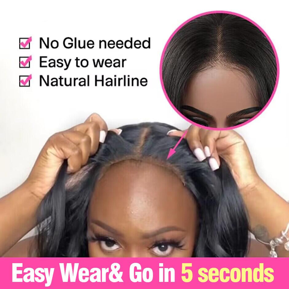 FORGIRLFOREVER Ready to Wear Go Glueless Wig Pre-Cut Water Wave Wig No Skills Need Natural Wave GluelessWig
